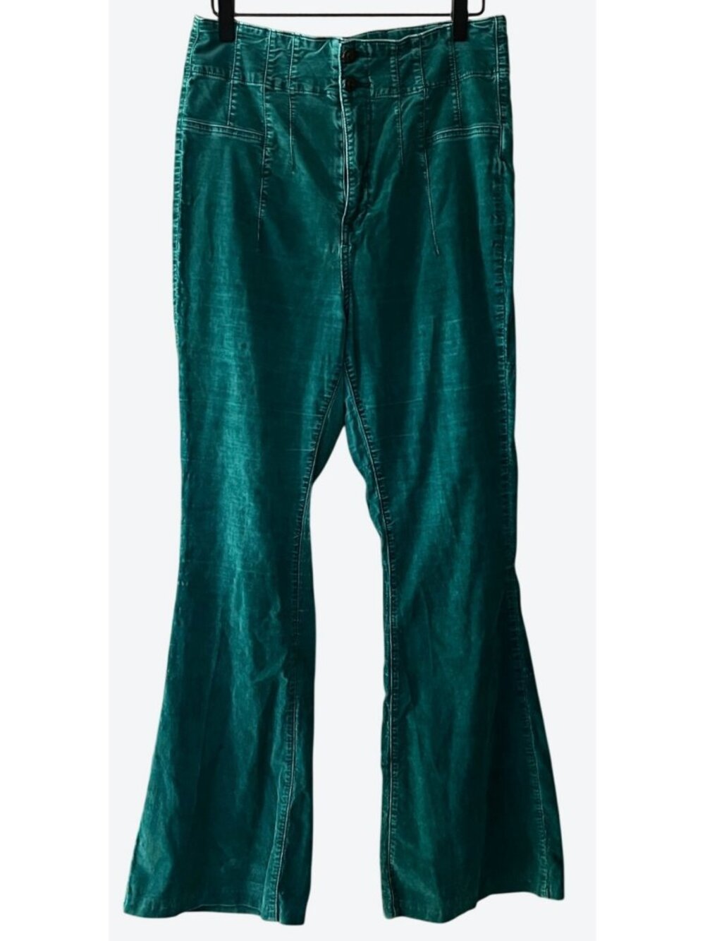 Free People We The Free Jayde High Rise Corduroy Jade-Teal Flare Pants 29" x 30"